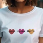 T-Shirt Blanc Amour bonheur Beauvais Pour femme-1