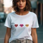 T-Shirt Blanc Amour bonheur Bondy Pour femme-2