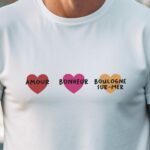T-Shirt Blanc Amour bonheur Boulogne-sur-Mer Pour homme-1