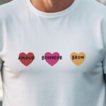 T-Shirt Blanc Amour bonheur Bron Pour homme-1