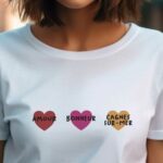 T-Shirt Blanc Amour bonheur Cagnes-sur-Mer Pour femme-1
