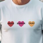 T-Shirt Blanc Amour bonheur Calais Pour homme-1
