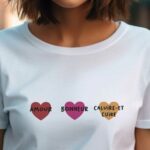 T-Shirt Blanc Amour bonheur Caluire-et-Cuire Pour femme-1