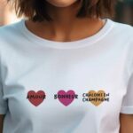 T-Shirt Blanc Amour bonheur Châlons-en-Champagne Pour femme-1