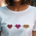 T-Shirt Blanc Amour bonheur Champigny-sur-Marne Pour femme-1