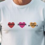 T-Shirt Blanc Amour bonheur Fort-de-France Pour homme-1