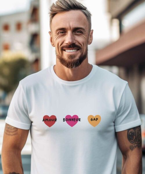 T-Shirt Blanc Amour bonheur Gap Pour homme-2
