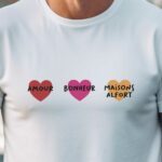 T-Shirt Blanc Amour bonheur Maisons-Alfort Pour homme-1