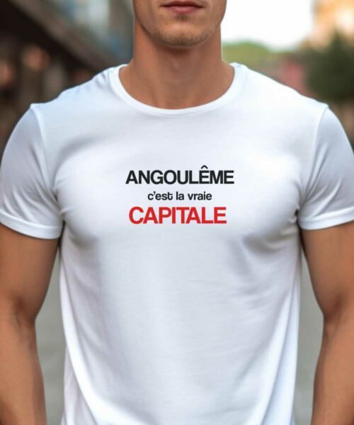 T-Shirt Blanc Angoulême c’est la vraie capitale Pour homme-1