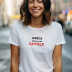 T-Shirt Blanc Annecy c'est la vraie capitale Pour femme-2