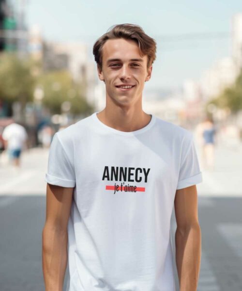 T-Shirt Blanc Annecy je t’aime Pour homme-1