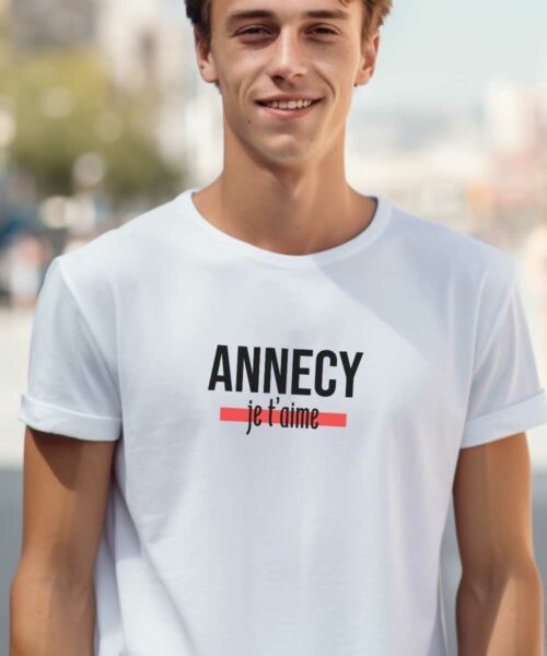 T-Shirt Blanc Annecy je t'aime Pour homme-2