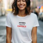 T-Shirt Blanc Antibes c'est la vraie capitale Pour femme-2