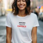 T-Shirt Blanc Antony c'est la vraie capitale Pour femme-2