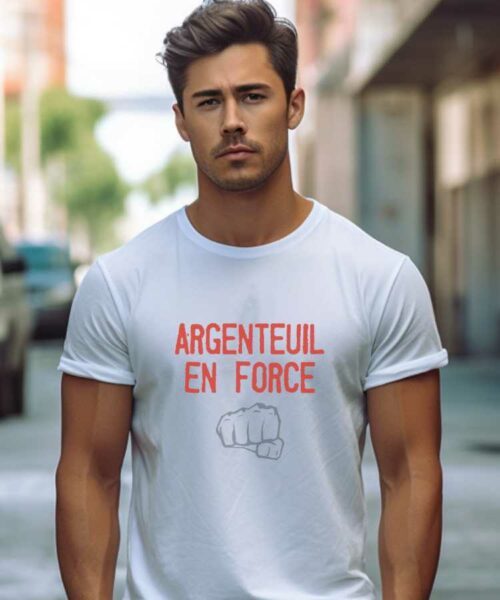 T-Shirt Blanc Argenteuil en force Pour homme-1