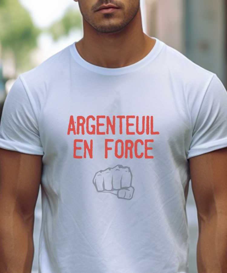 T-Shirt Blanc Argenteuil en force Pour homme-2