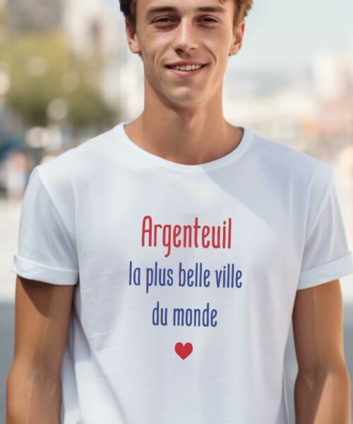 T-Shirt Blanc Argenteuil la plus belle ville du monde Pour homme-1