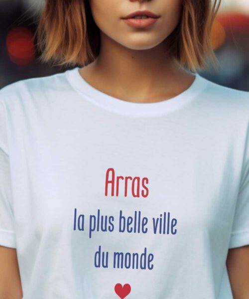 T-Shirt Blanc Arras la plus belle ville du monde Pour femme-1