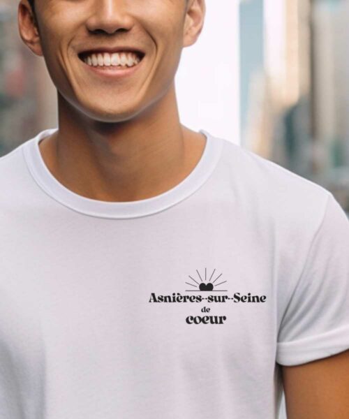T-Shirt Blanc Asnières-sur-Seine de coeur Pour homme-1