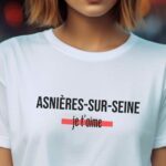T-Shirt Blanc Asnières-sur-Seine je t'aime Pour femme-2