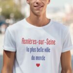 T-Shirt Blanc Asnières-sur-Seine la plus belle ville du monde Pour homme-1