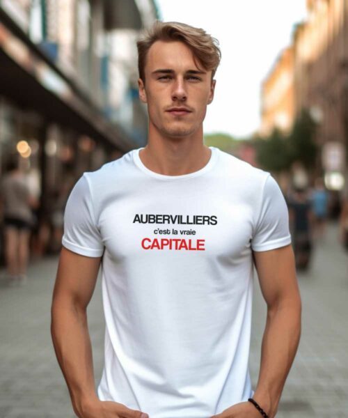 T-Shirt Blanc Aubervilliers c'est la vraie capitale Pour homme-2