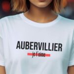 T-Shirt Blanc Aubervilliers je t'aime Pour femme-2