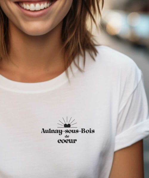 T-Shirt Blanc Aulnay-sous-Bois de coeur Pour femme-1