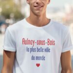 T-Shirt Blanc Aulnay-sous-Bois la plus belle ville du monde Pour homme-1
