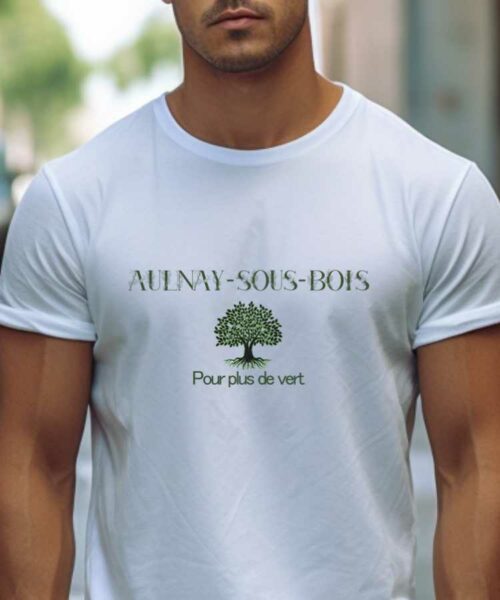 T-Shirt Blanc Aulnay-sous-Bois pour plus de vert Pour homme-1