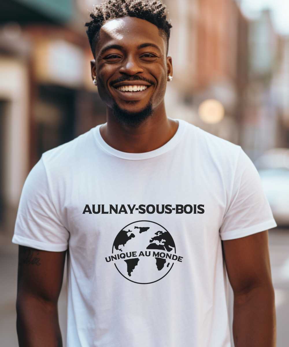 T-Shirt Blanc Aulnay-sous-Bois unique au monde Pour homme-1