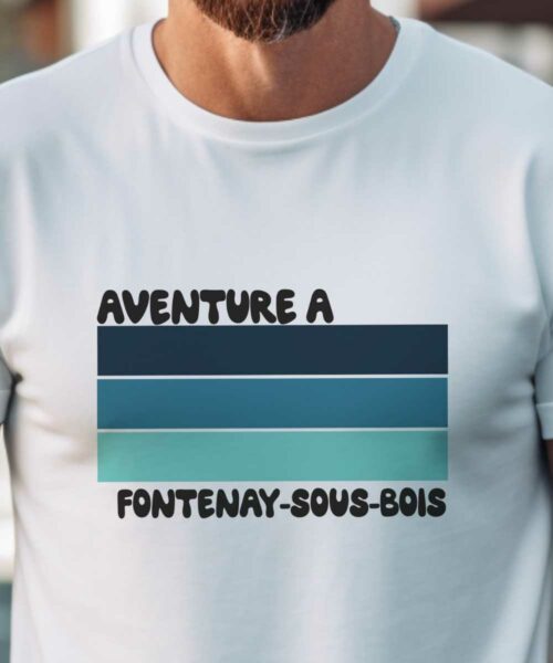 T-Shirt Blanc Aventure à Fontenay-sous-Bois Pour homme-1
