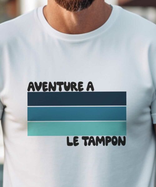 T-Shirt Blanc Aventure à Le Tampon Pour homme-1