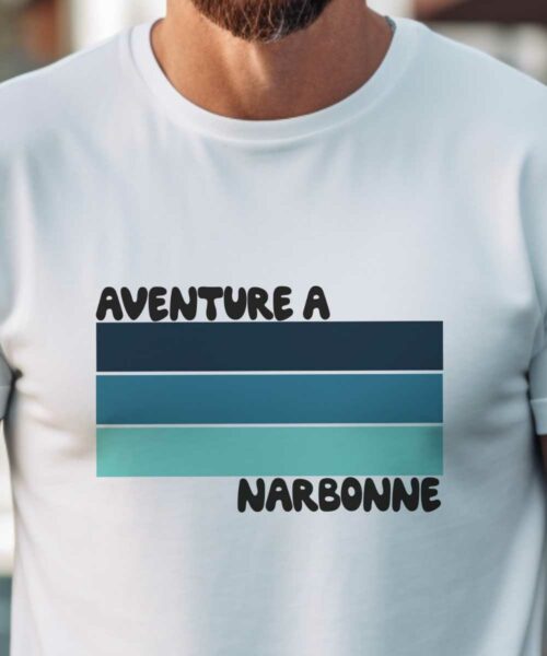 T-Shirt Blanc Aventure à Narbonne Pour homme-1