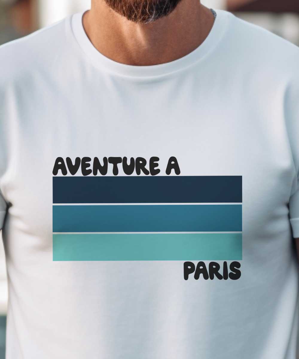 T-Shirt Blanc Aventure à Paris Pour homme-1