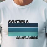 T-Shirt Blanc Aventure à Saint-André Pour homme-1