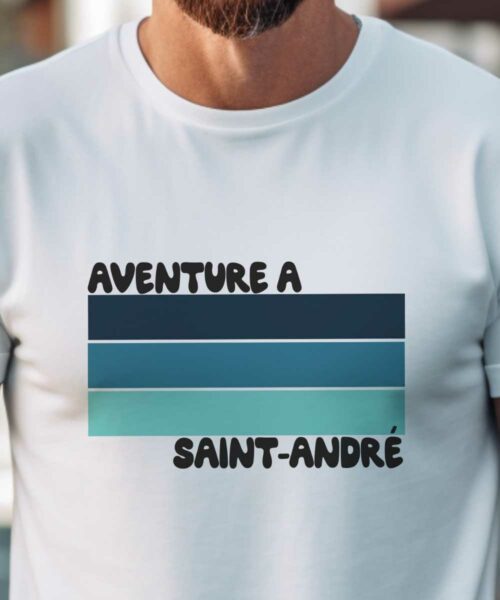 T-Shirt Blanc Aventure à Saint-André Pour homme-1