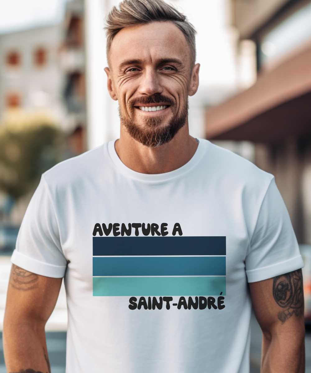 T-Shirt Blanc Aventure à Saint-André Pour homme-2