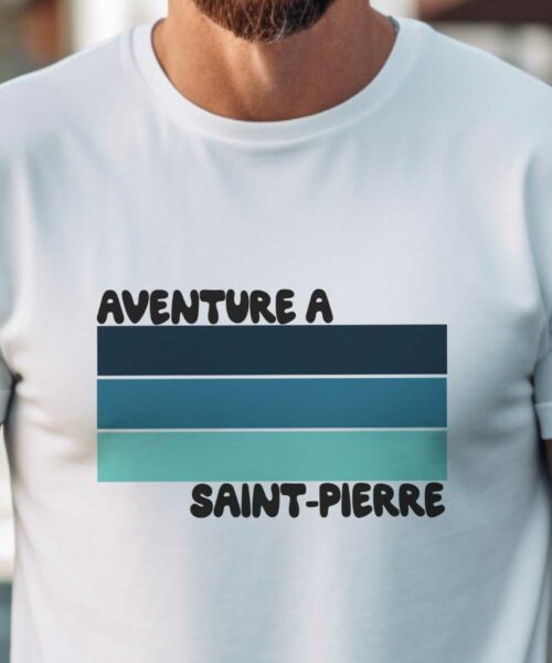 T-Shirt Blanc Aventure à Saint-Pierre Pour homme-1