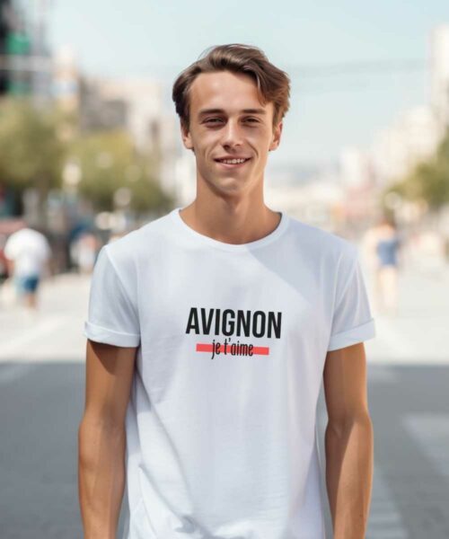 T-Shirt Blanc Avignon je t’aime Pour homme-1
