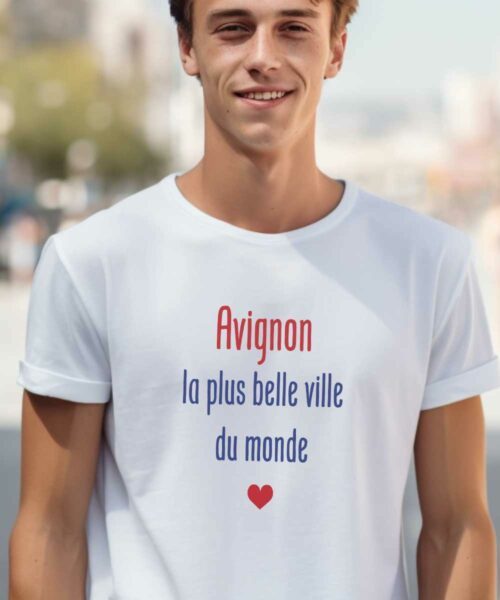 T-Shirt Blanc Avignon la plus belle ville du monde Pour homme-1
