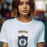 T-Shirt Blanc Bastia blason Pour femme-1