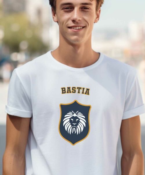 T-Shirt Blanc Bastia blason Pour homme-2