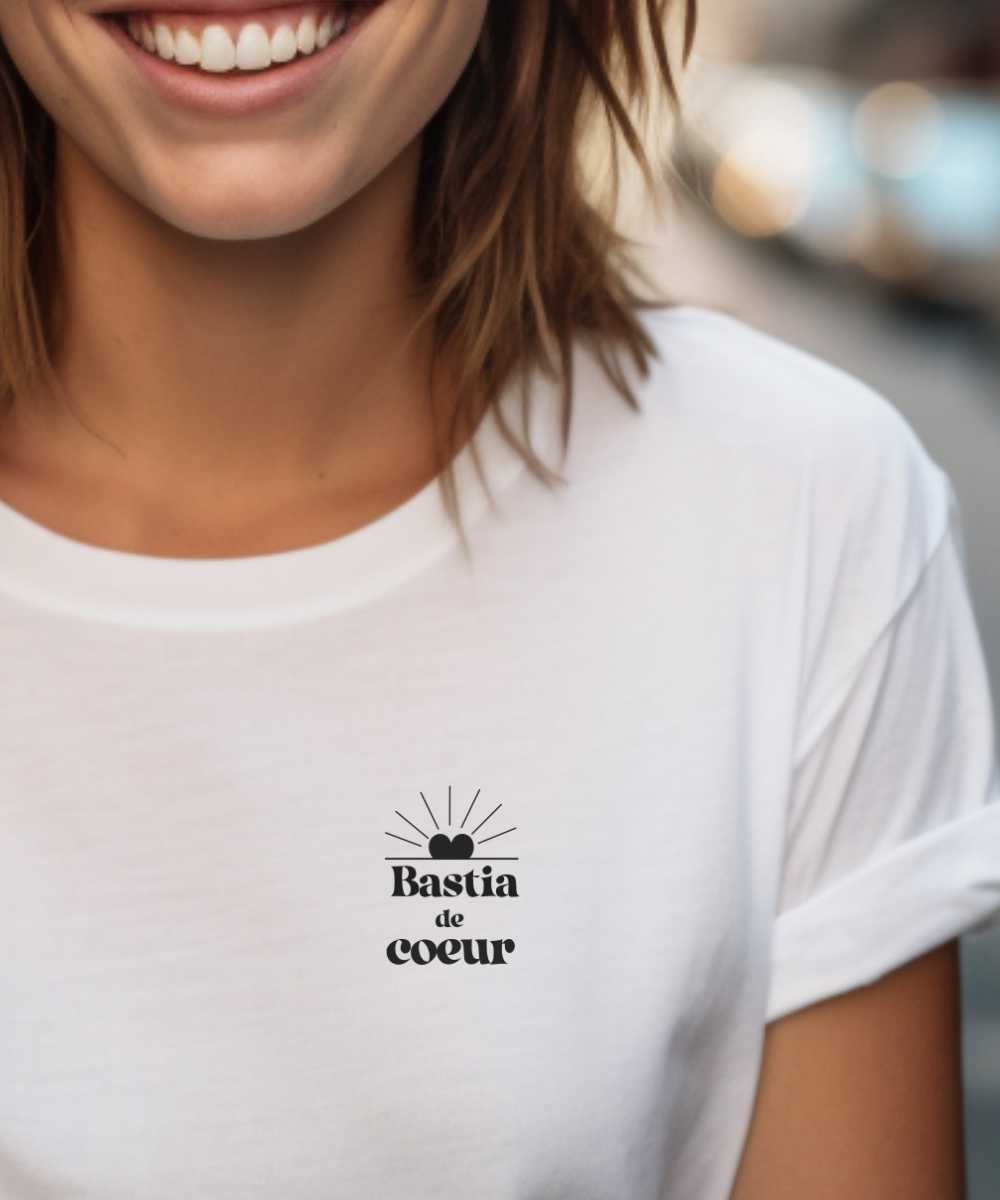 T-Shirt Blanc Bastia de coeur Pour femme-1
