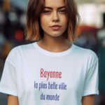 T-Shirt Blanc Bayonne la plus belle ville du monde Pour femme-2