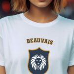 T-Shirt Blanc Beauvais blason Pour femme-2