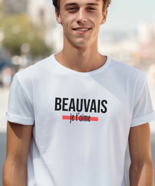 T-Shirt Blanc Beauvais je t'aime Pour homme-2