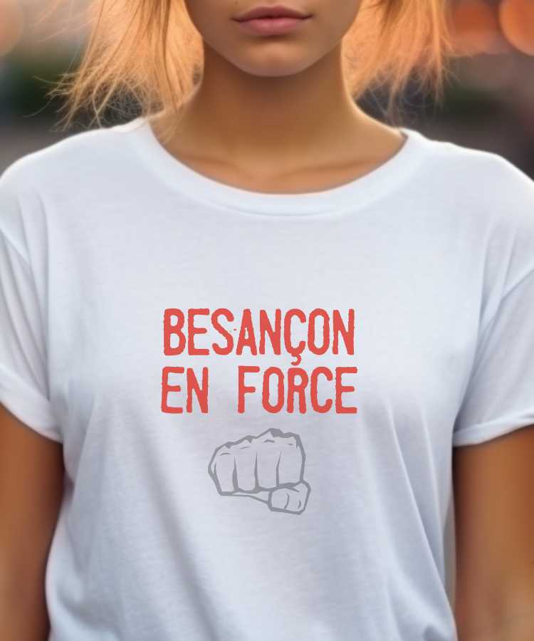T-Shirt Blanc Besançon en force Pour femme-2