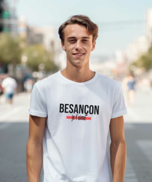 T-Shirt Blanc Besançon je t'aime Pour homme-1
