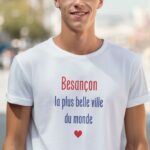 T-Shirt Blanc Besançon la plus belle ville du monde Pour homme-1